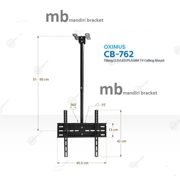 bracket tv ceiling gantung oximus cb-762