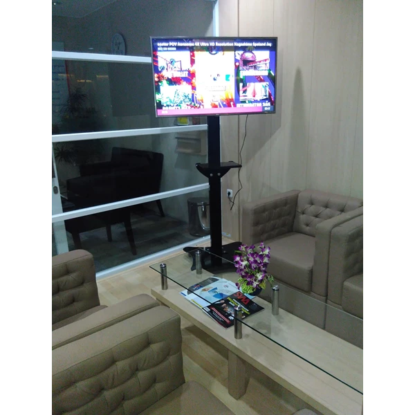 Floor Standing Bracket TV LCD kaki kupu kupu 1 Tiang
