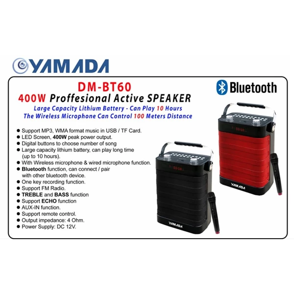 Speaker Portable  Aktif multifungsi YAMADA DM-BT60 Bluetooth megaphone