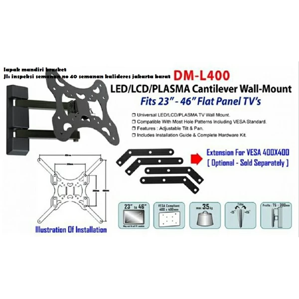 Mounting bracket DIGIMEDIA DM-L400 untuk tv LCD LED UHD  TV 23 - 46